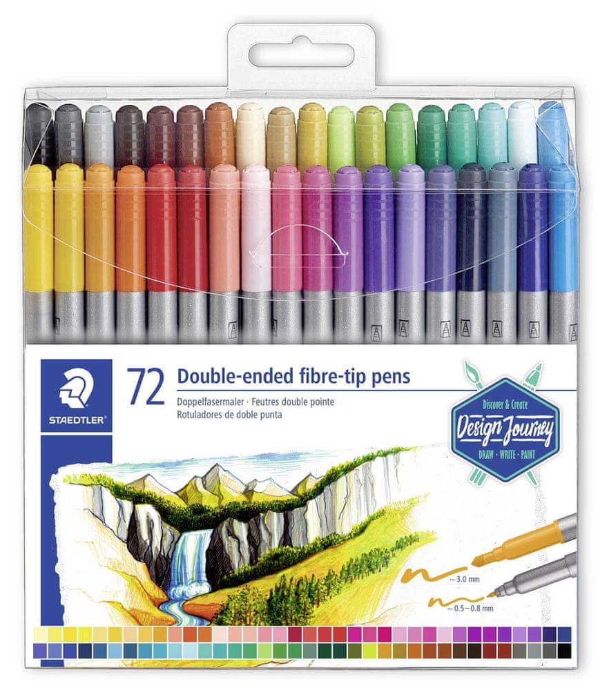 Staedtler Fixky Design Journey, 72 rôznych farieb, súprava, obojstranné